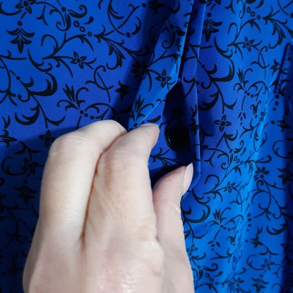 Vintage floral dress sz 12 full skirt button front pockets - Picture 6 of 11